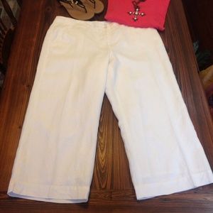 Madison Studio White Linen Crop Pants Size 16